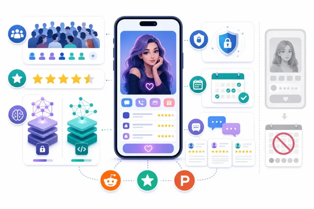How were the top AI girlfriend apps shortlisted for 2026?