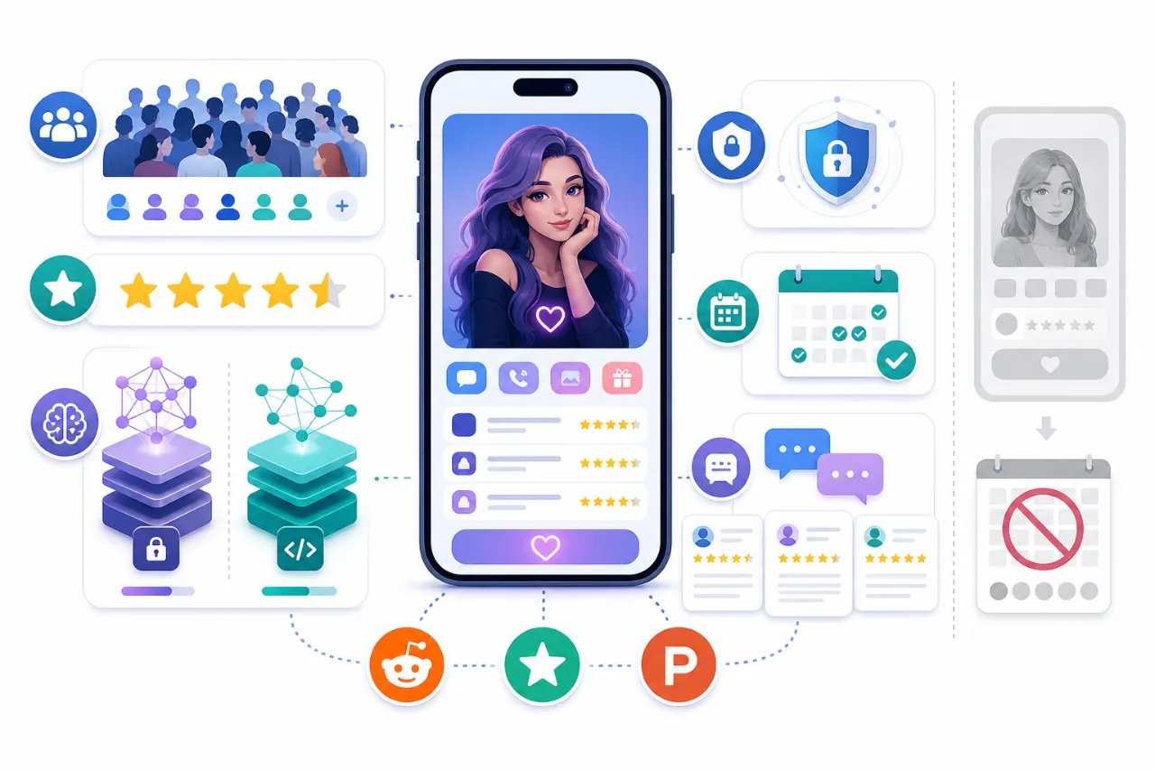 How were the top AI girlfriend apps shortlisted for 2026?
