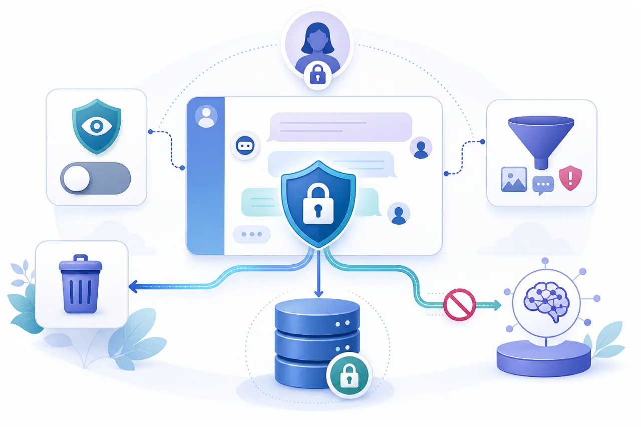 Privacy Controls, Data Handling, and Content Moderation