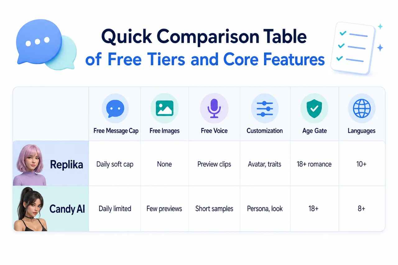 Quick Comparison Table of Free Tiers and Core Features