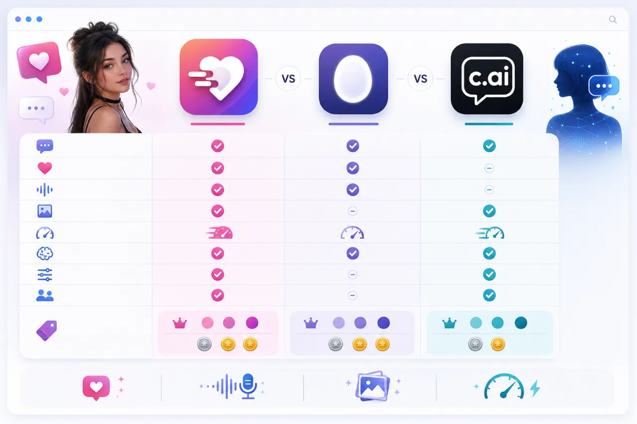 Swipey.ai vs Replika vs Character.AI: Feature and Pricing Breakdown